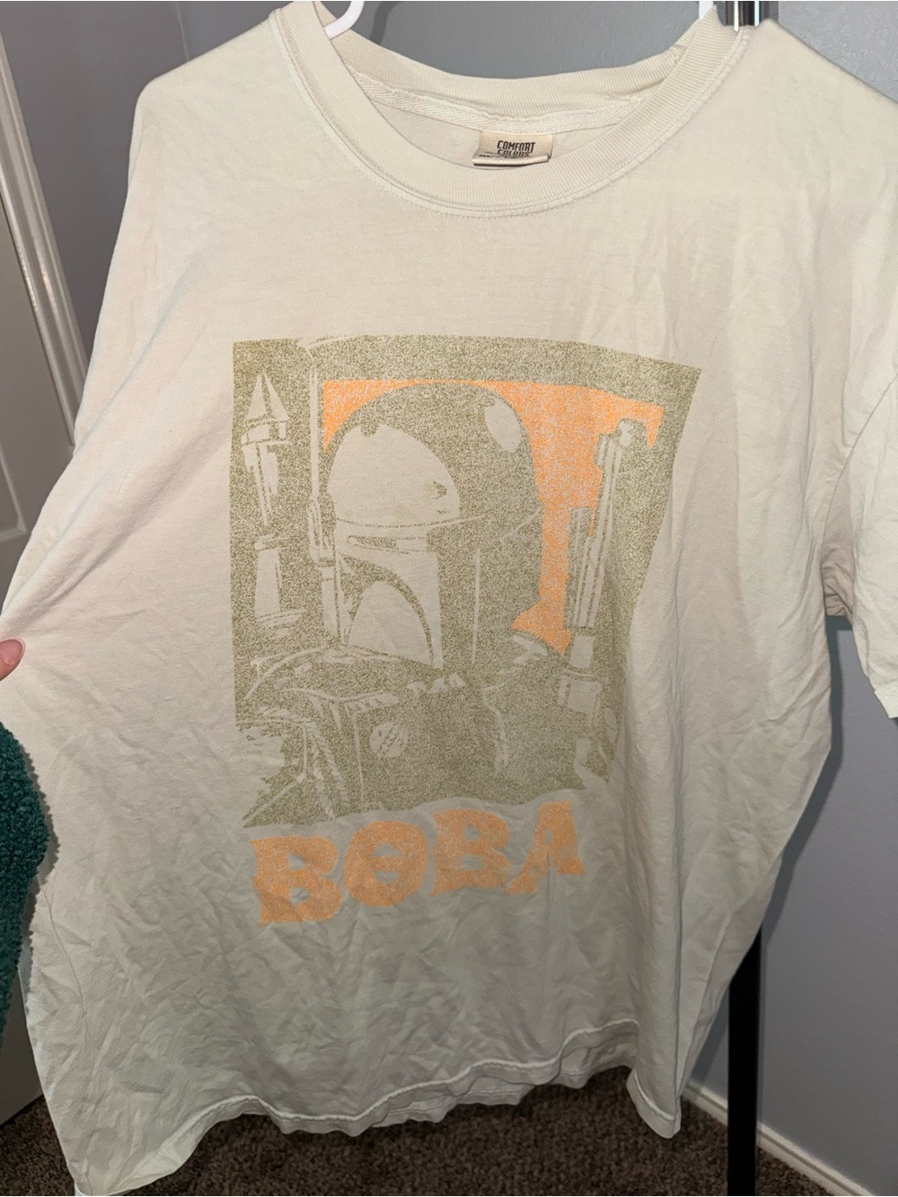 Comfort Colors Cream Short Sleeve Boba Fett Graphic Tee with Orange Accents
